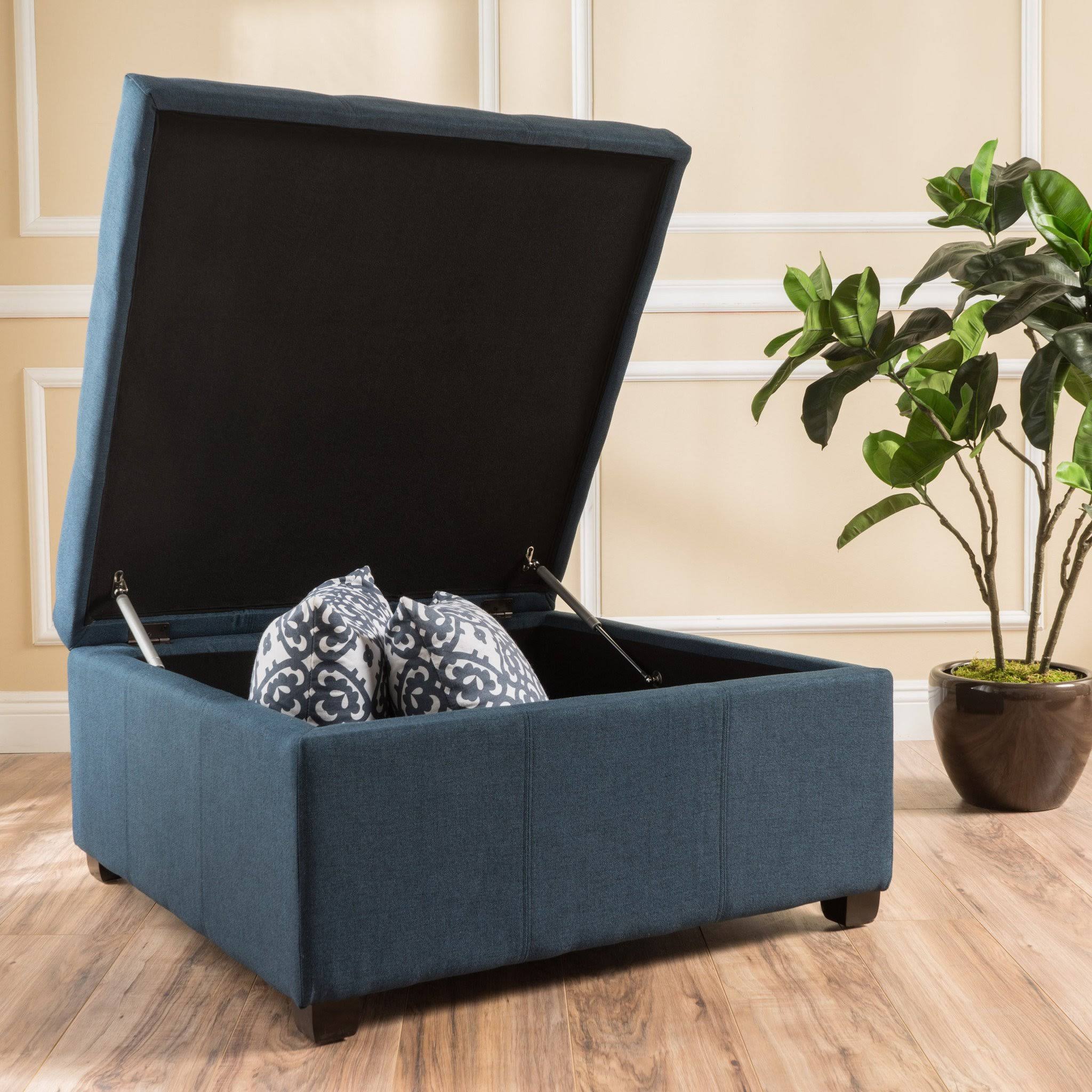Dark Gray Fabric Storage Ottoman W333578