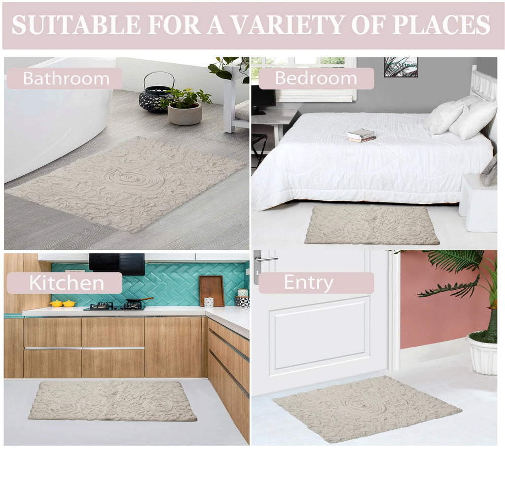 Linen Cotton Bathroom Contour Rug V127329