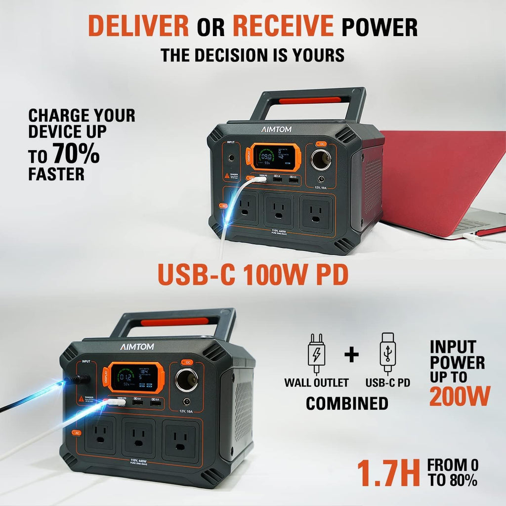 Portable Power Station 403Wh Lithium Battery Solar Generator D8486