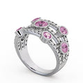 14K White Gold Eternity Band with Round Cut Pink Sapphire F832