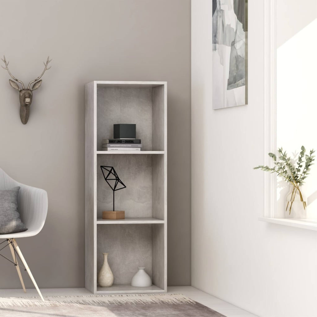 3-Tier Book Cabinet Concrete Gray Chipboard A251