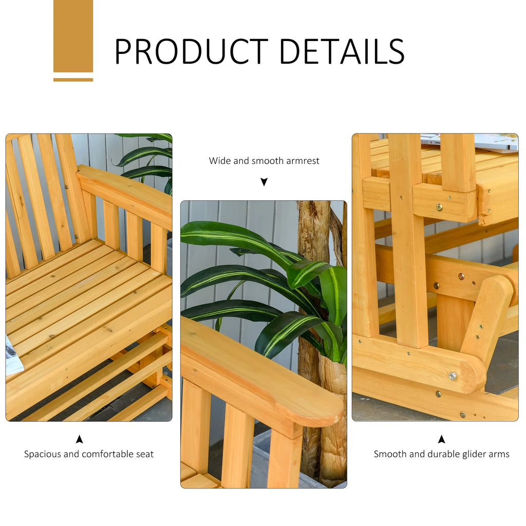 Beige Brown Wooden Patio Glider Chair Bench P19050