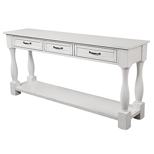 63" Console Table with 3 Drawers and 1 Bottom Shelf, Light Espresso U34456