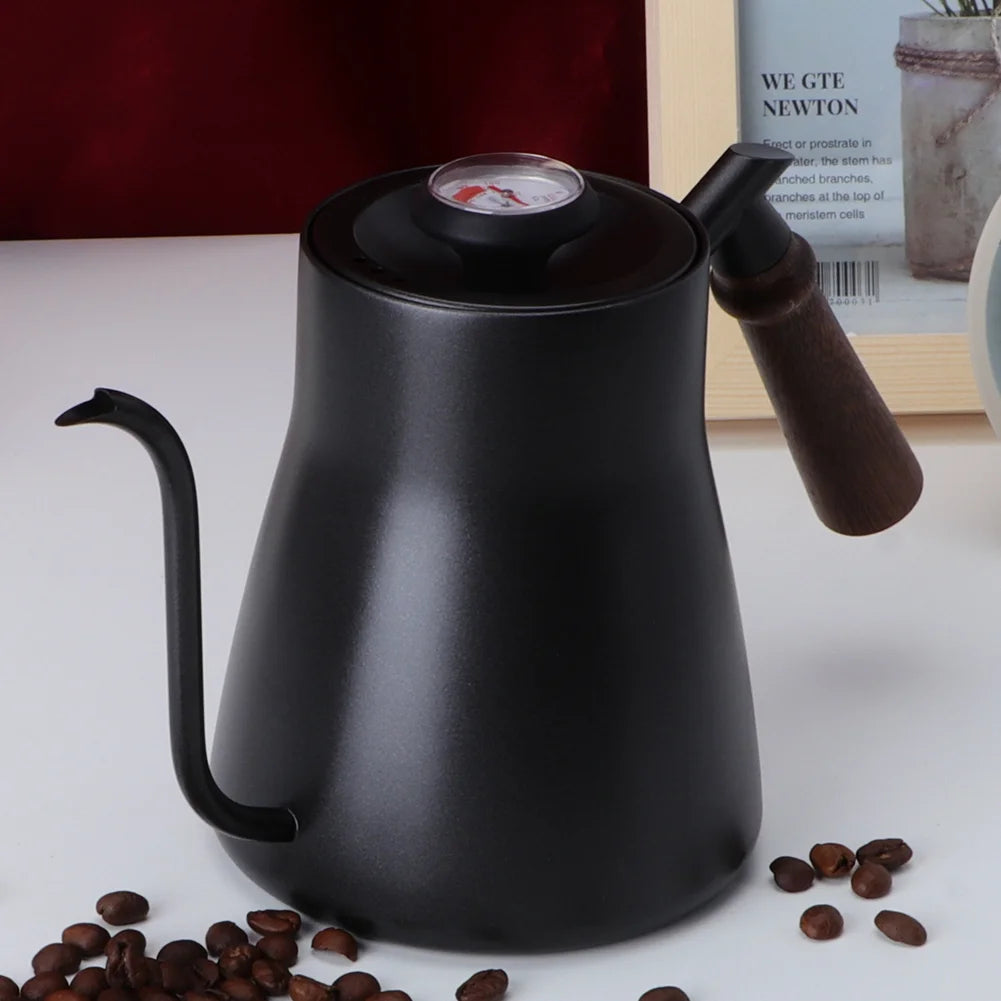 Thermometer Coffee Kettle with Wooden Handle J592