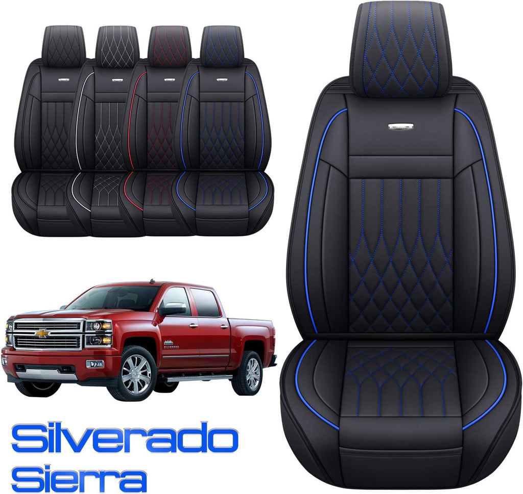 Black and Blue Waterproof Leather Car Seat Covers Full Set U517