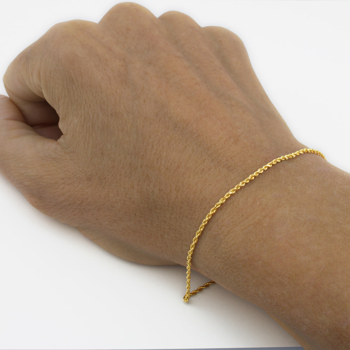 14k Yellow Gold Solid Rope Chain Diamond Cut Bracelet or Anklet X3379