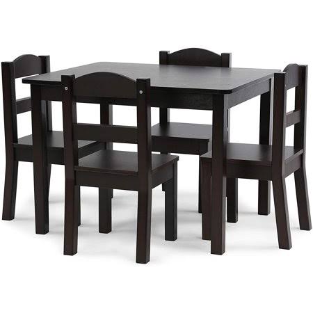 Kids Wood Table & 4 Chair Set, 5-Piece, Espresso O244559
