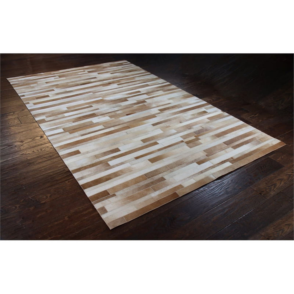 Camel Hair on Hide Leather Area Rug U22208