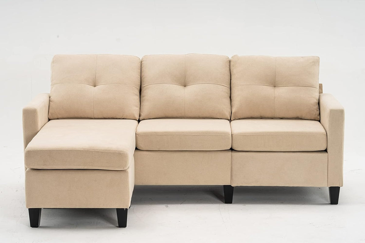 Beige Fabric Sectional Sofa with Chaise P282