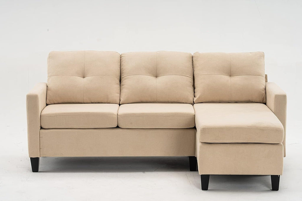 Beige Fabric Sectional Sofa with Chaise P282