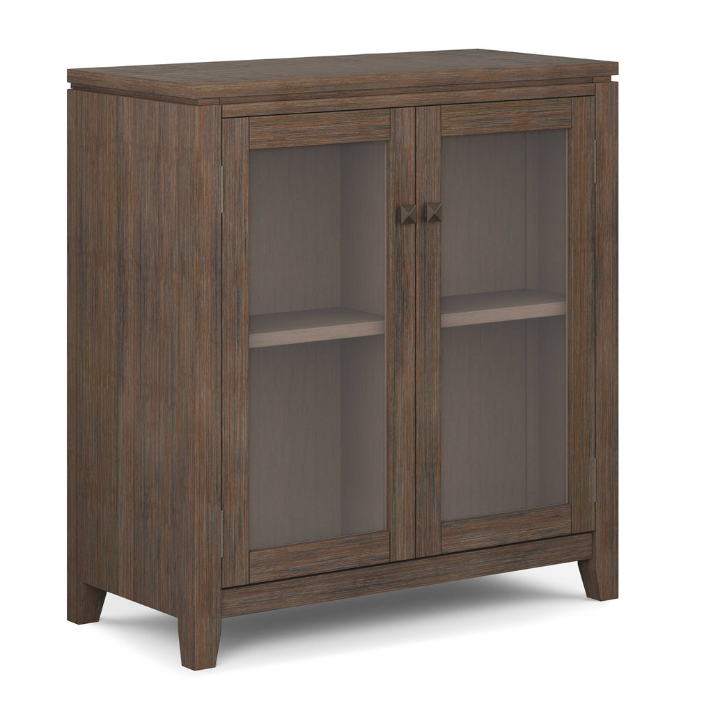 Solid Wood Low Storage Cabinet Farmhouse Grey A7387