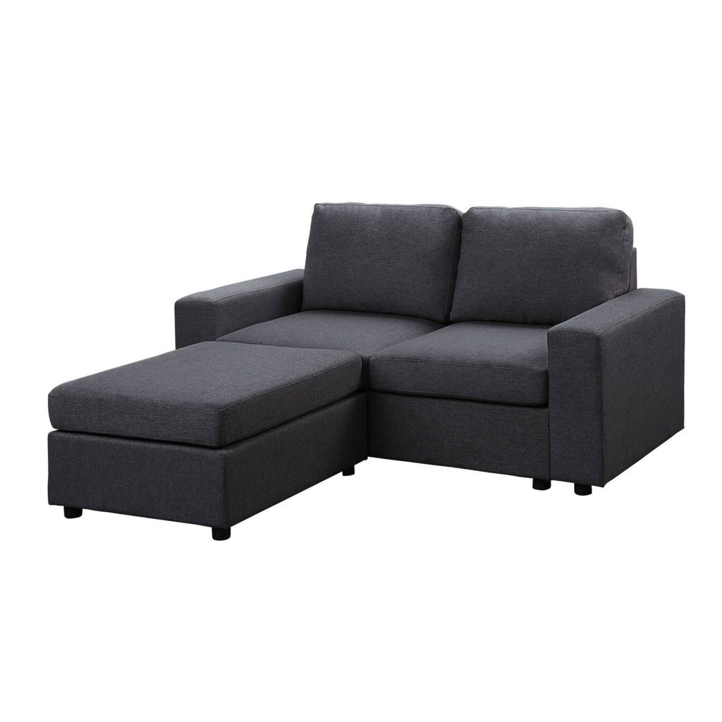 Dark Gray Linen Loveseat with Ottoman Y9738