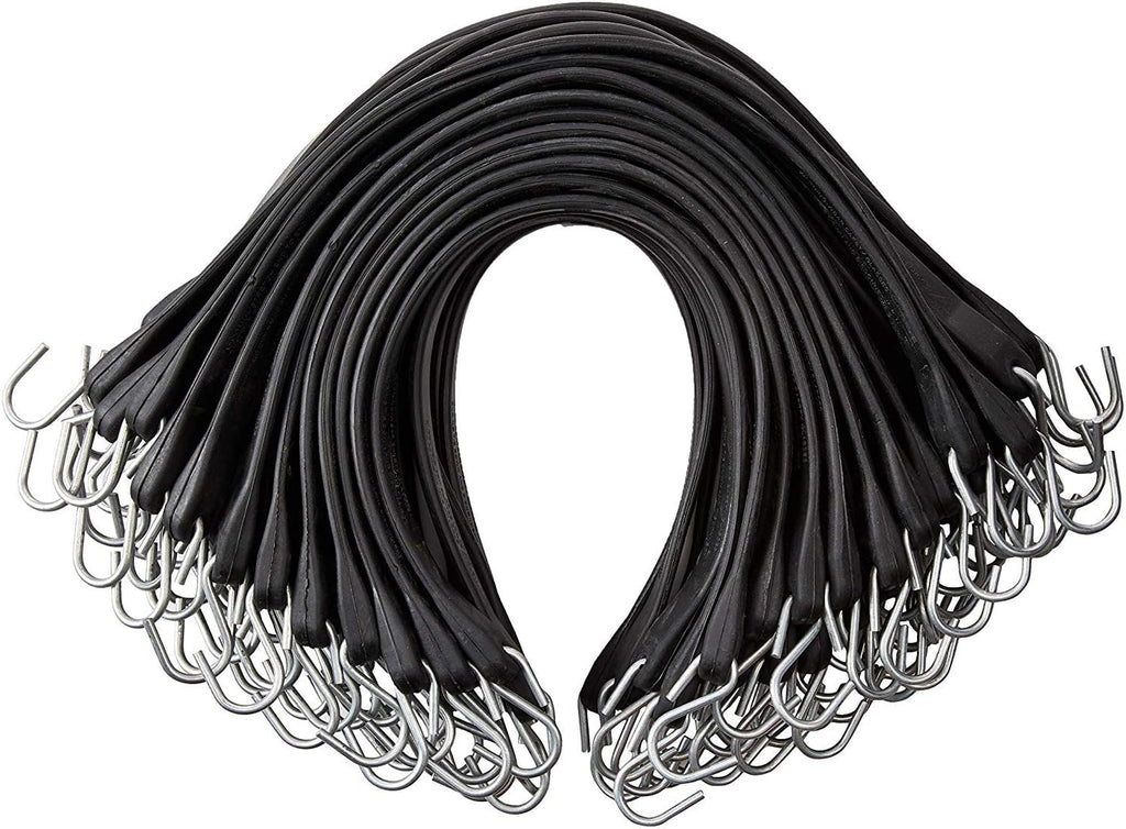 50 Pack 31 Inch Rubber Tarp Straps with Crimped Metal S Hooks Y55748