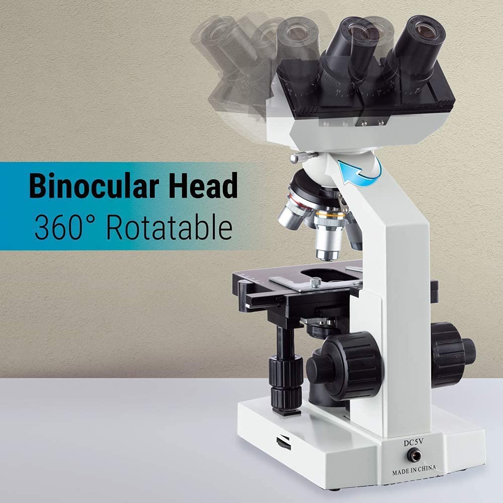 40X-2000X LED Binocular Compound Lab Microscope with Double Layer Mechanical Stage V6841