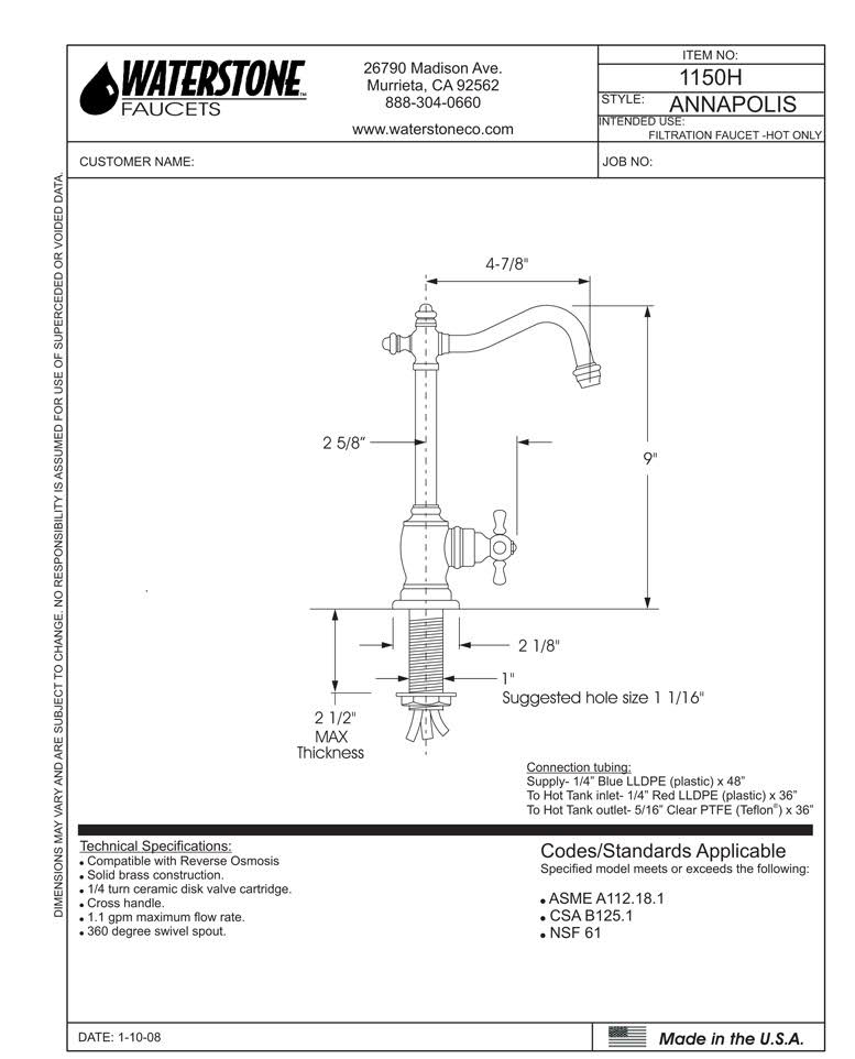 Distressed Antique Brass Hot Only Filtration Faucet S18249