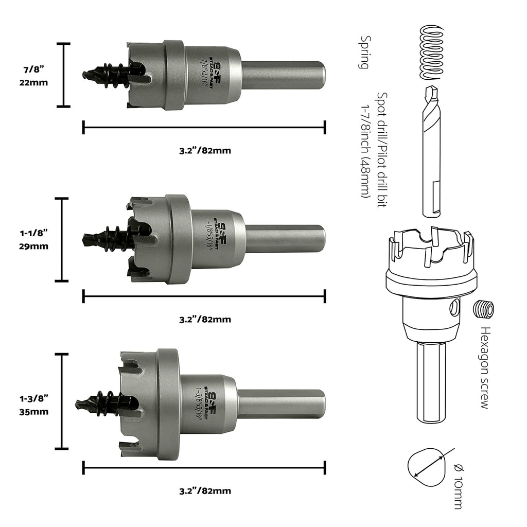 Carbide Hole Saw Kit for Metal, 7 Pcs X99239
