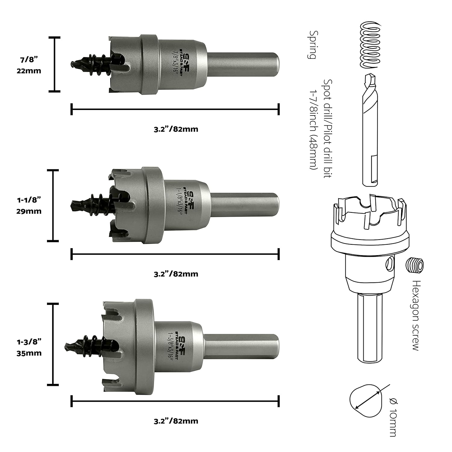Carbide Hole Saw Kit for Metal, 7 Pcs X99239
