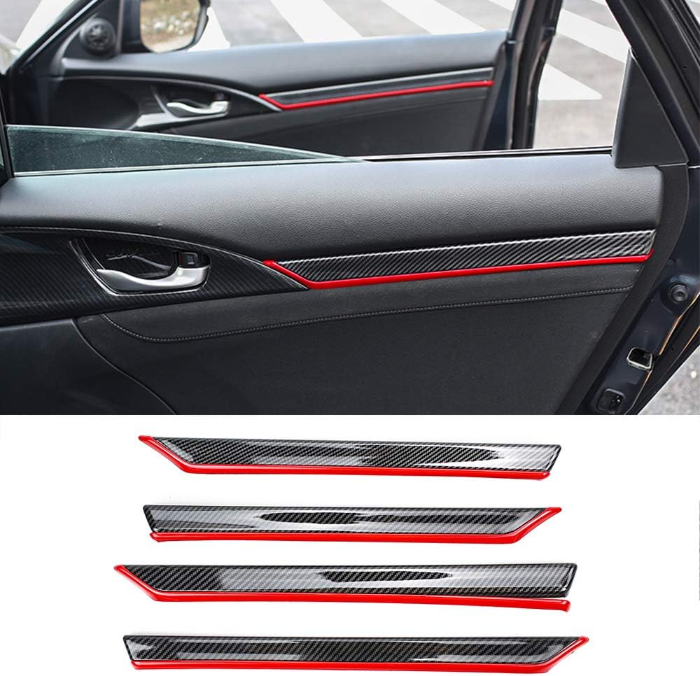 8pcs ABS Carbon Fiber Car Door Panel Stripe Cover Trim Accessories (BLUE) Y875