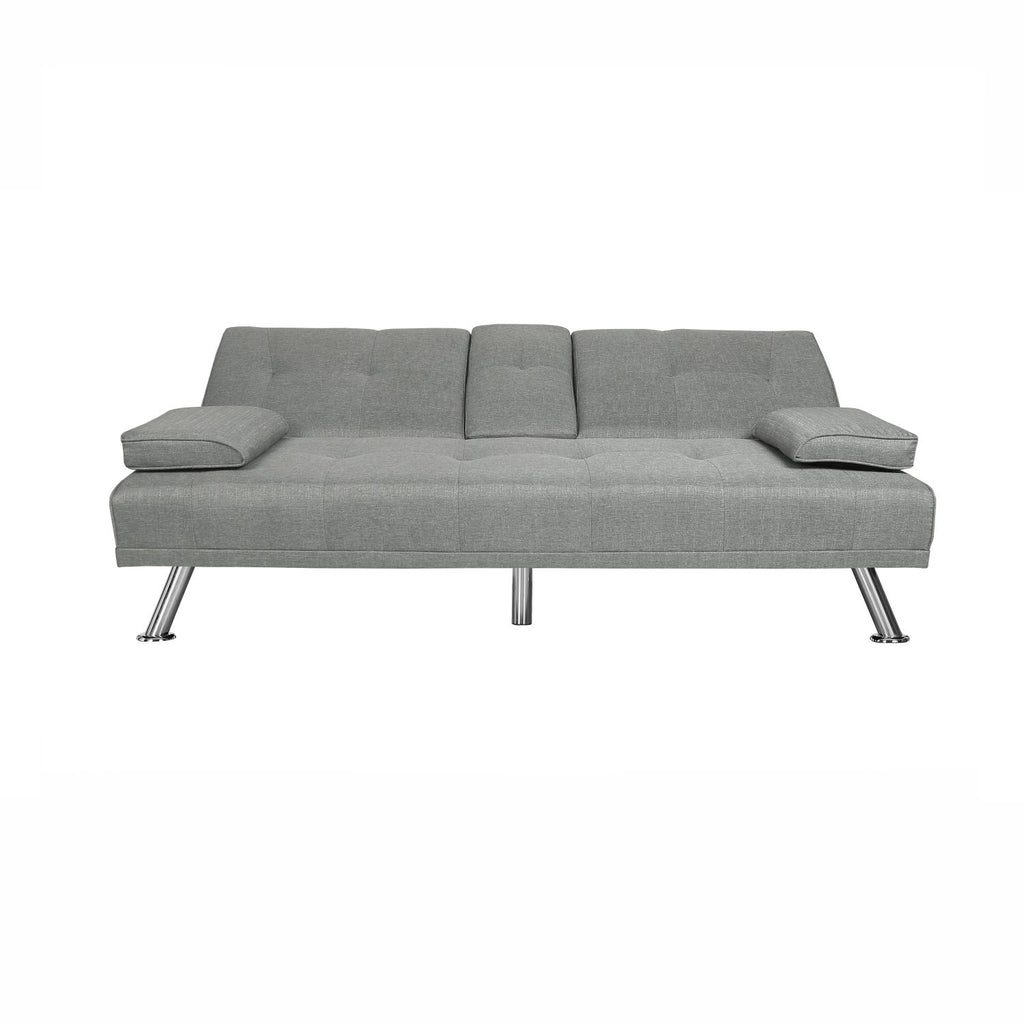 Light Grey Fabric Futon Sofa Bed I643576