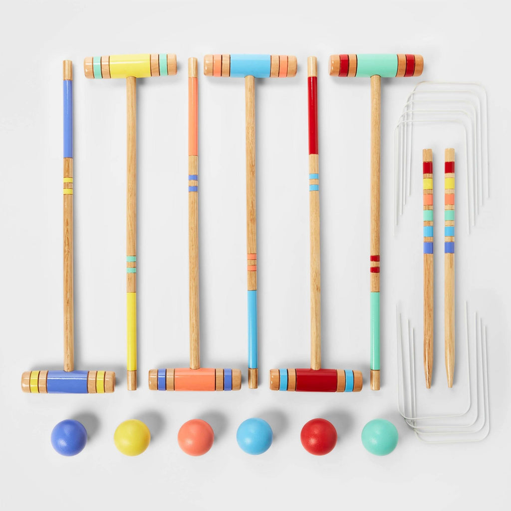 24 Pieces Croquet Game Set with Storage Carry Bag Y2704