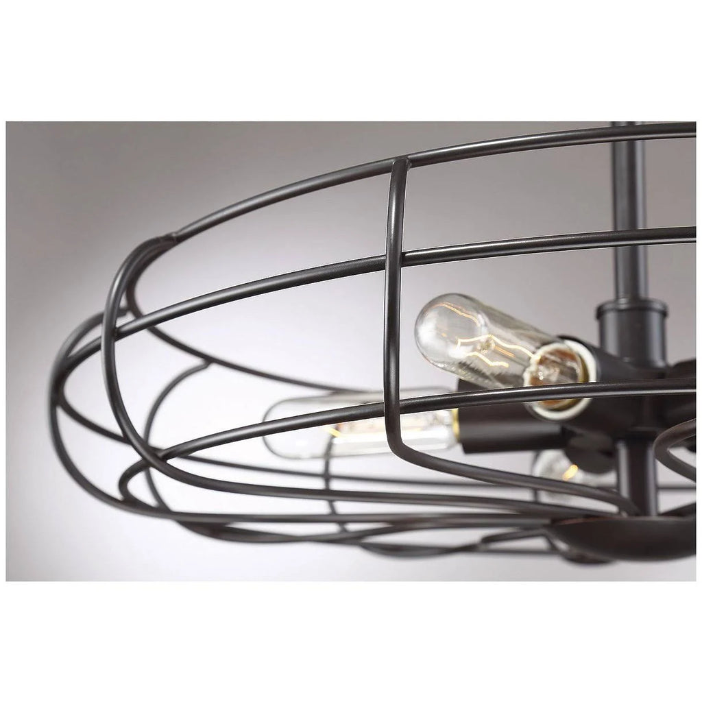 Industrial Vintage Metal Cage Semi-Flush, Bronze E5320
