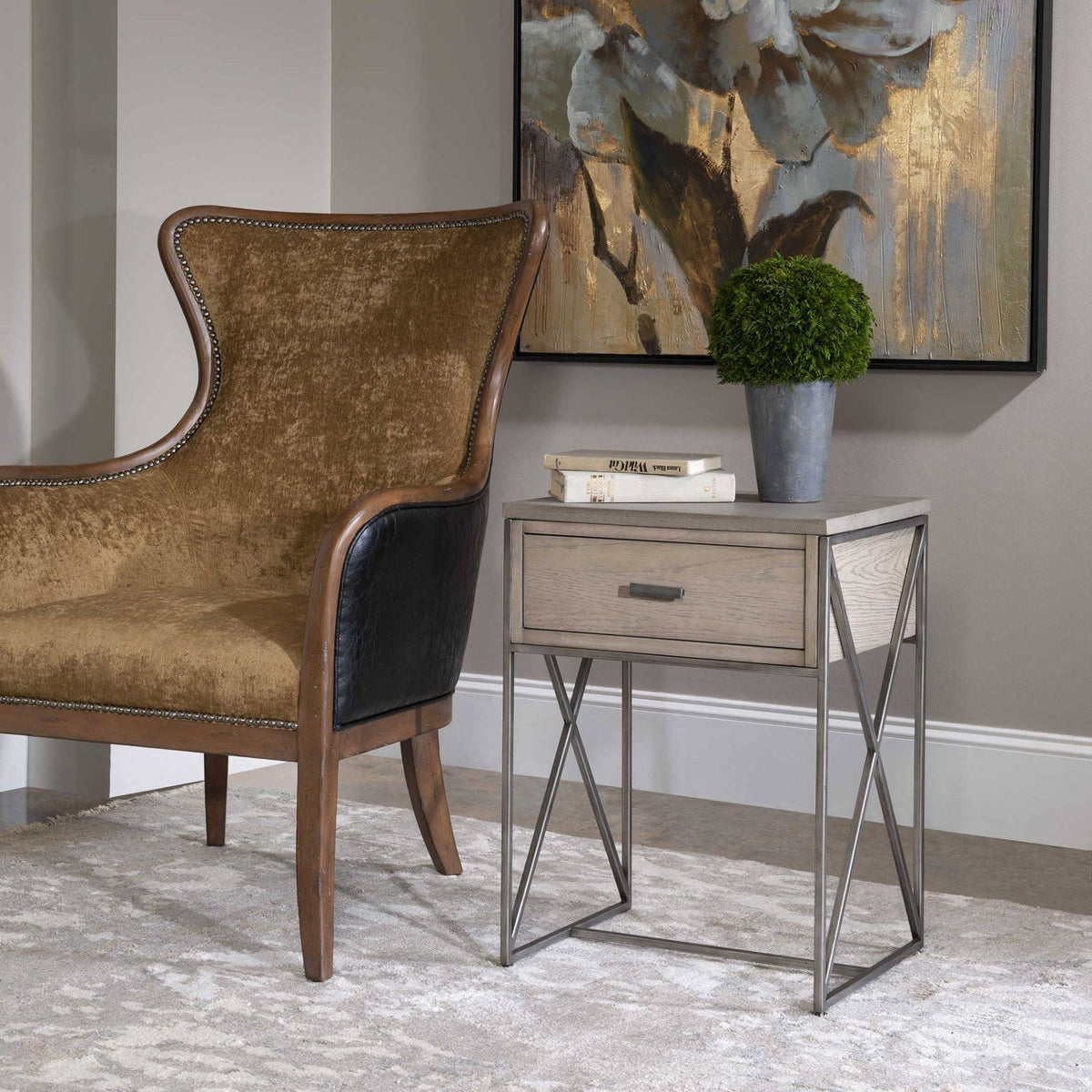 Brown and Gray Rectangular Side Table N962984