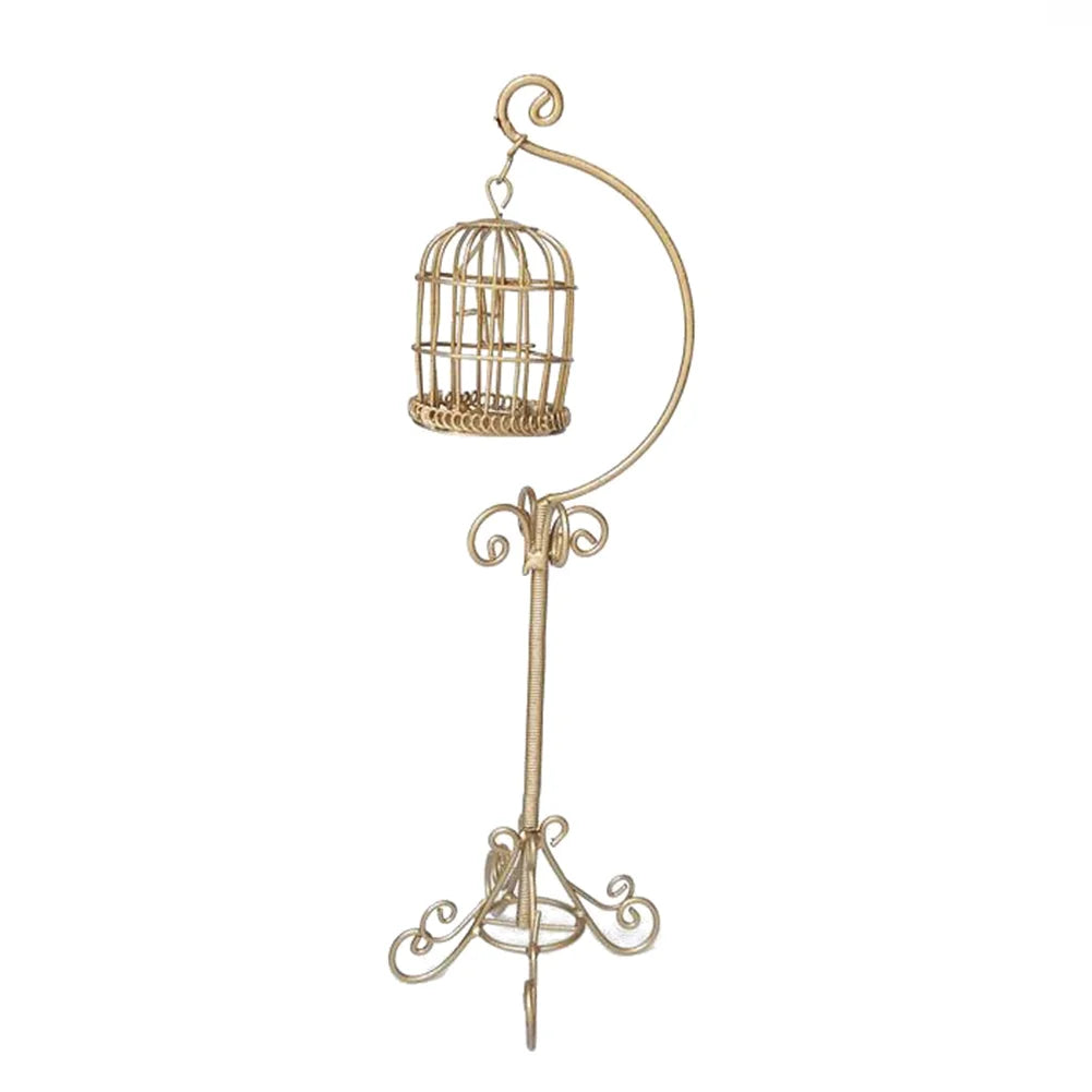 Miniature Metal Bird Cage Dollhouse Decoration J2253