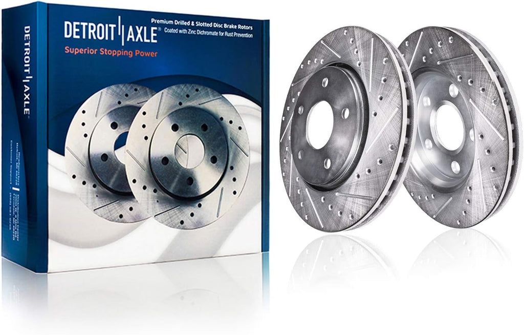 8pc Set Drilled & Slotted Brake Rotors Ceramic Pads for 2010-2015 Chevrolet Camaro V6 LS & LT Q5880