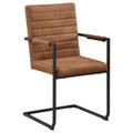 Vegan Leather Armchair with Cantilever Base, Brown & Black, Set of 2 D2440