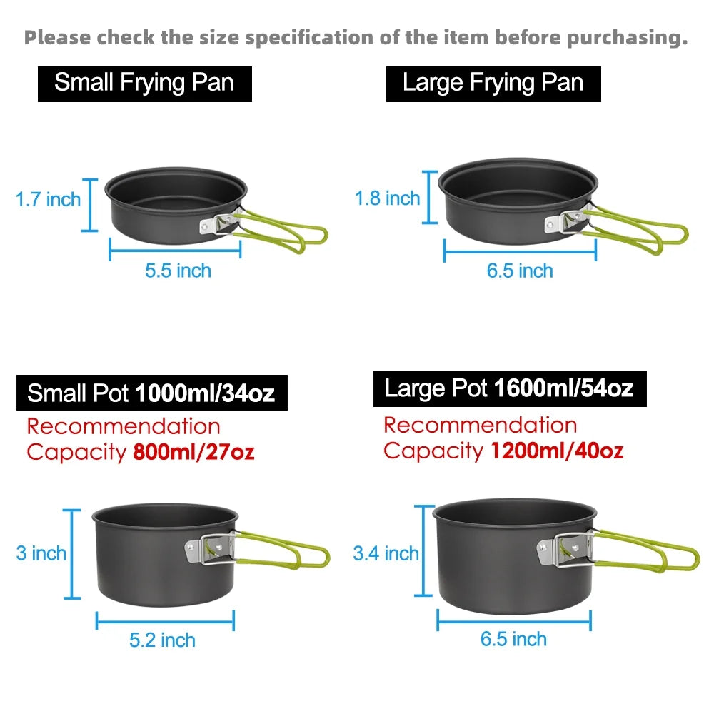 Camping Cookware Set Non-Stick Lightweight with Storage Bag C336