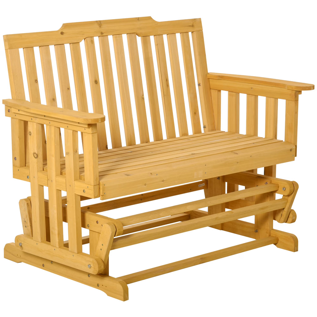 Beige Brown Wooden Patio Glider Chair Bench P19050