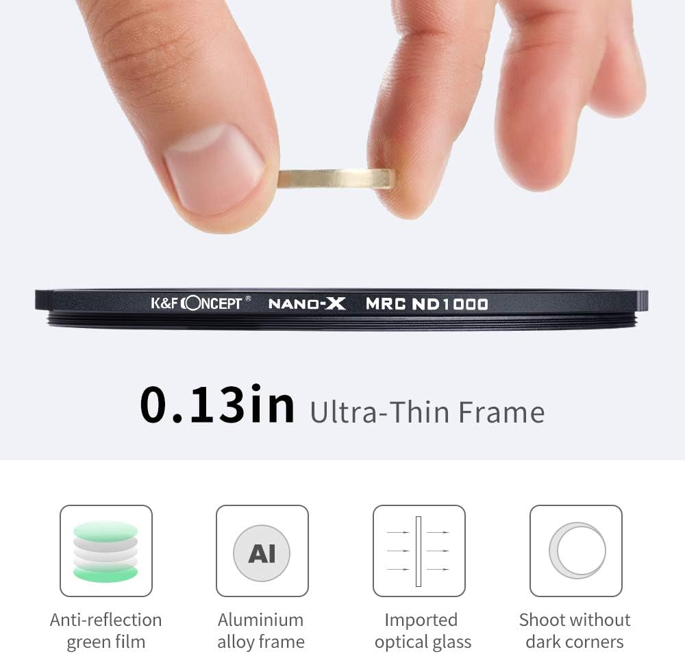77mm ND1000 10-Stop Fixed Neutral Density Filter, HD Hydrophobic Super Slim Multi-Layer Coatings Glass Filter, Pack of 2 I8987