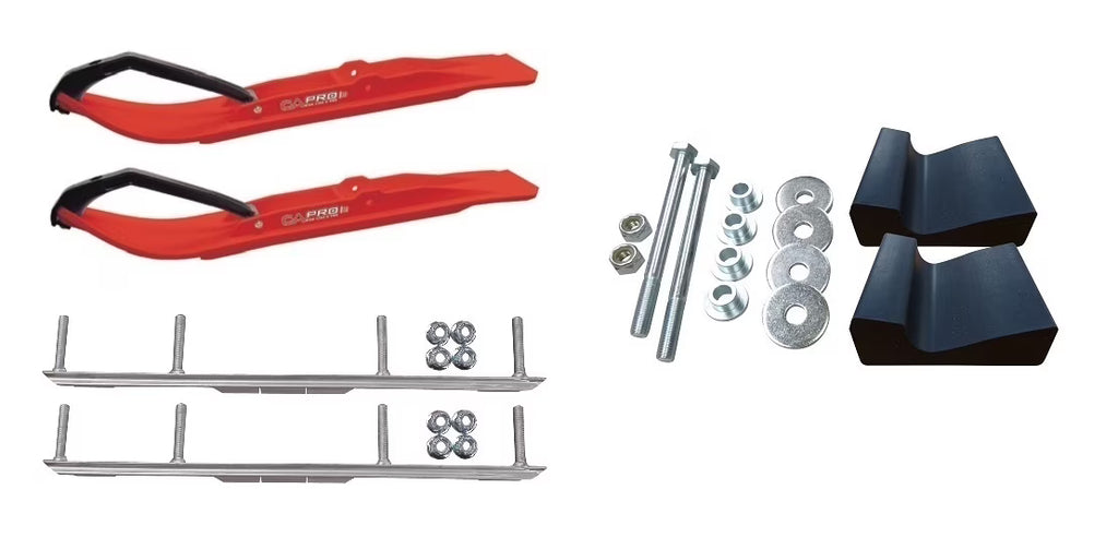 Red XT Snowmobile Skis with 4.5" Shaper Bars Complete Kit M272