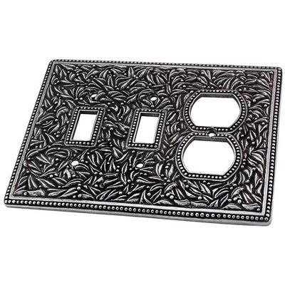 Antique Silver Jumbo 3-Gang Duplex Outlet / Toggle Light Switch Combination Wall Plate X3606