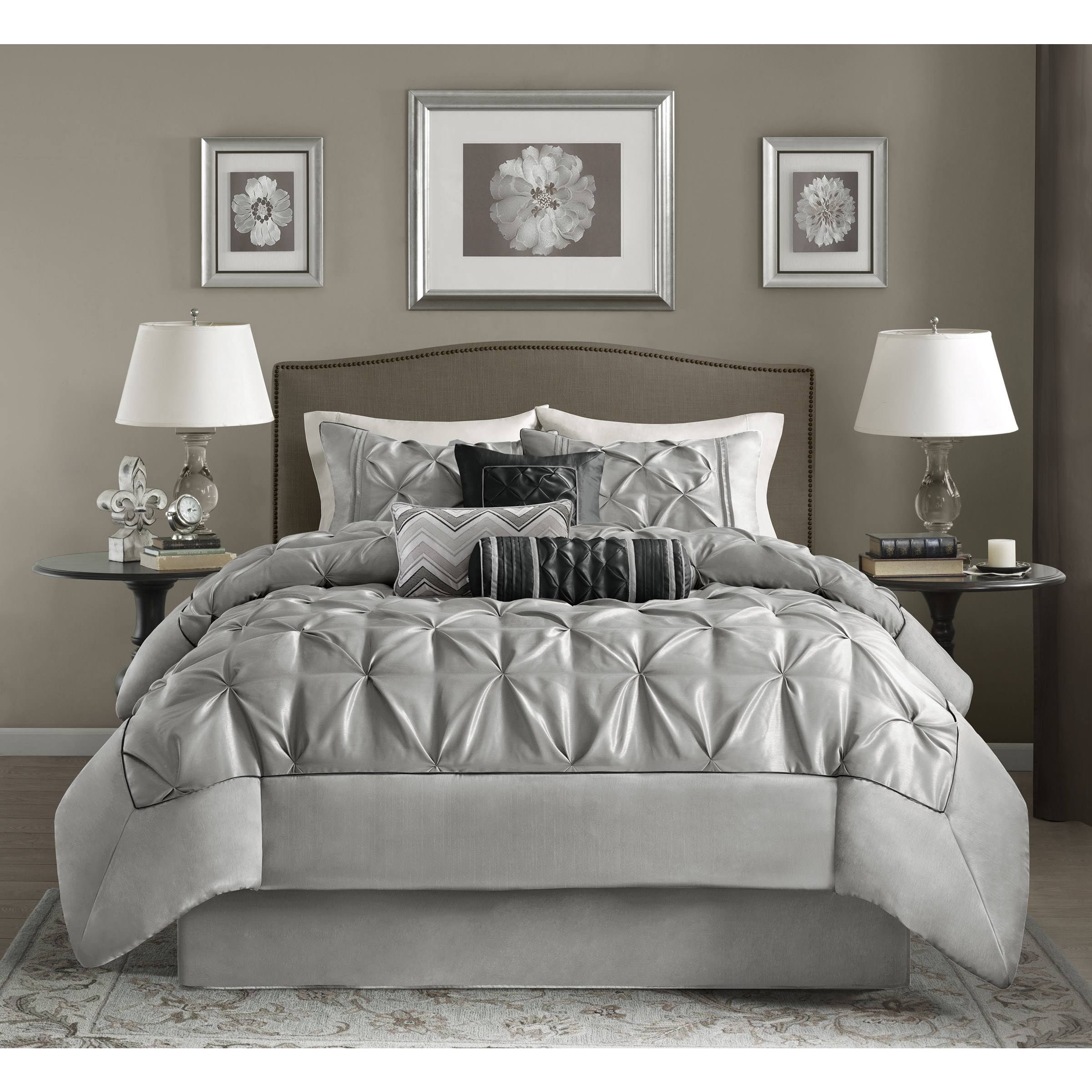Grey 7 Piece California King Comforter Set E23067