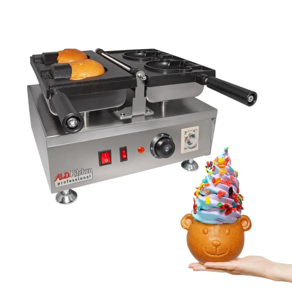 Stainless Steel Nonstick Taiyaki Maker with 2 Bear Shaped Molds B757