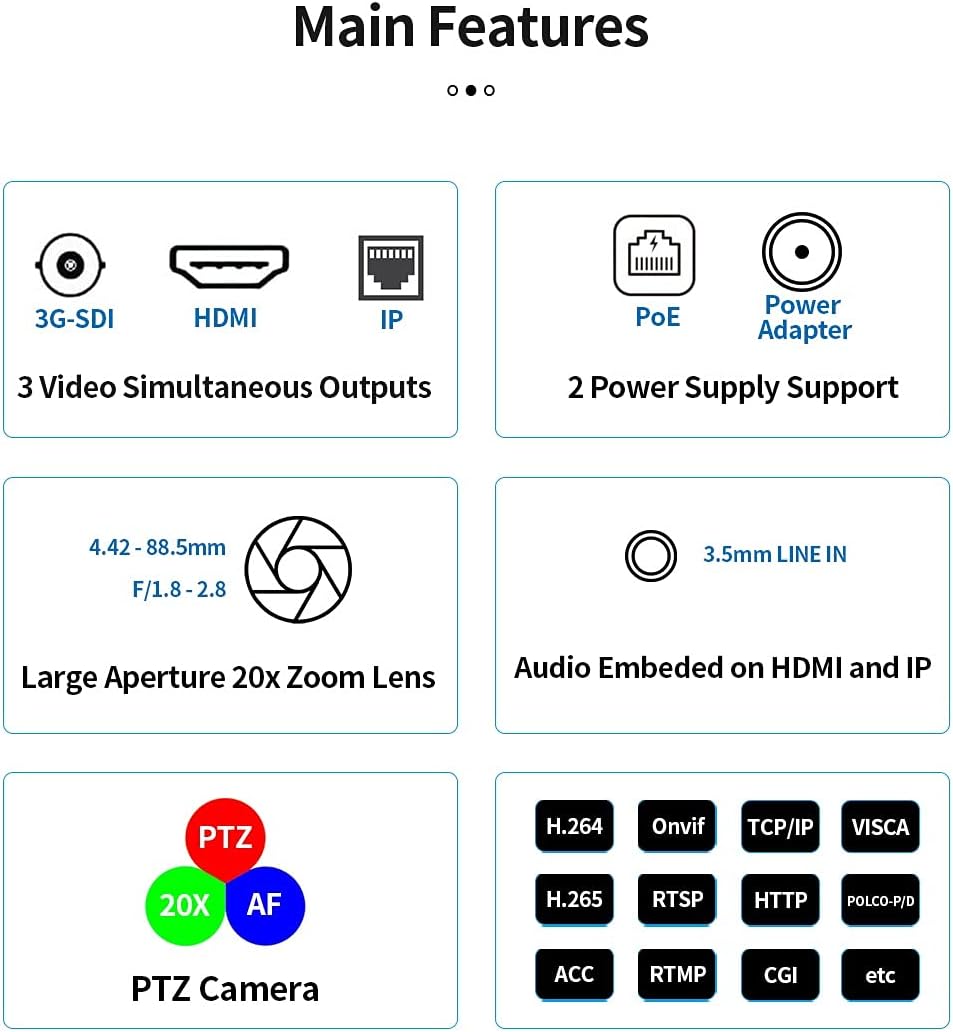 20X Optical Zoom PTZ Camera with 3G-SDI, HDMI and IP Streaming Outputs J915