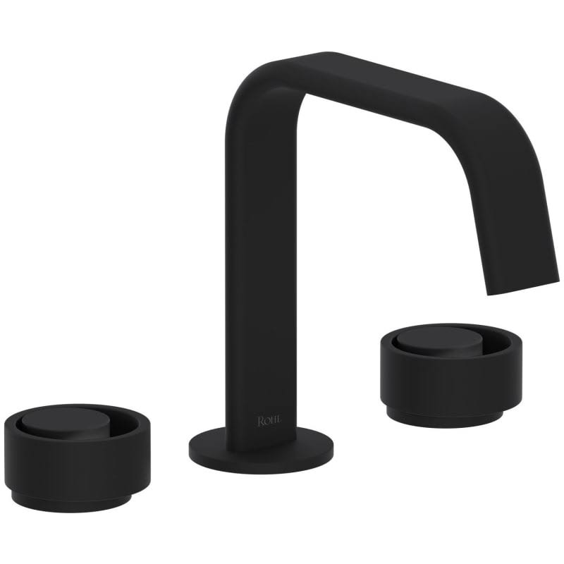 Matte Black Widespread Lavatory Faucet with Circular Handles I83593