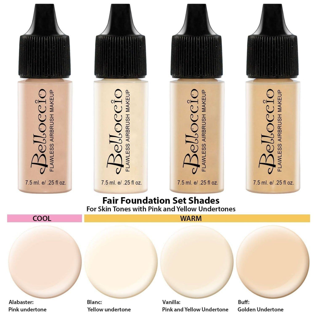 Professional Beauty Airbrush Cosmetic Makeup System with 4 Fair Shades Foundation in 1/4 Ounce Bottles V954