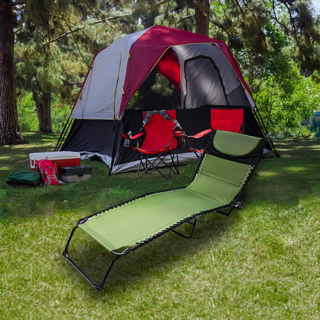 Adjustable Folding Camping Cots, Extra Wide Portable 74 x 24 x 12 inches, Green I466843