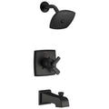Matte Black Finish Tub and Shower Combo Faucet with Cartridge, Handles, and Valve C2224