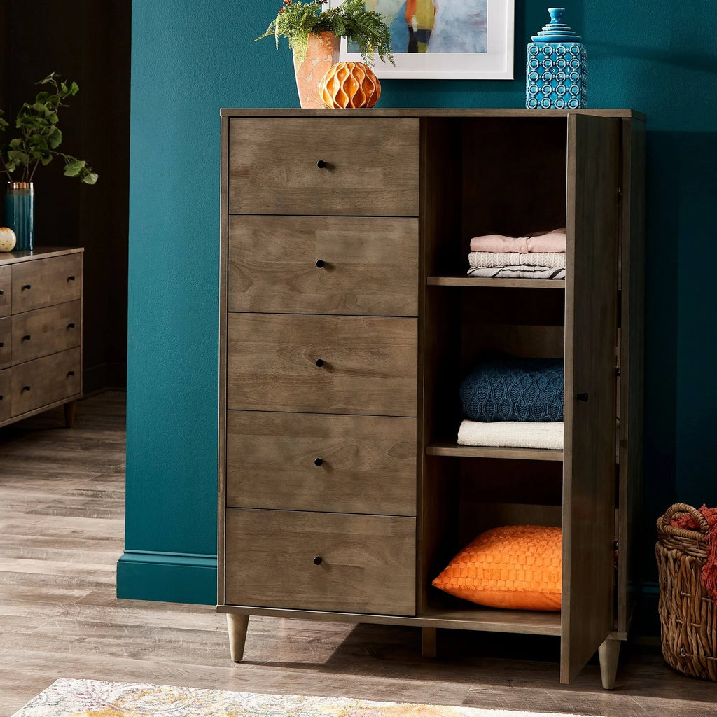 Light Charcoal Grey Armoire - 5-Drawer Q1991