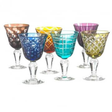 Wine Glass Set with Cut Multicolour J8661