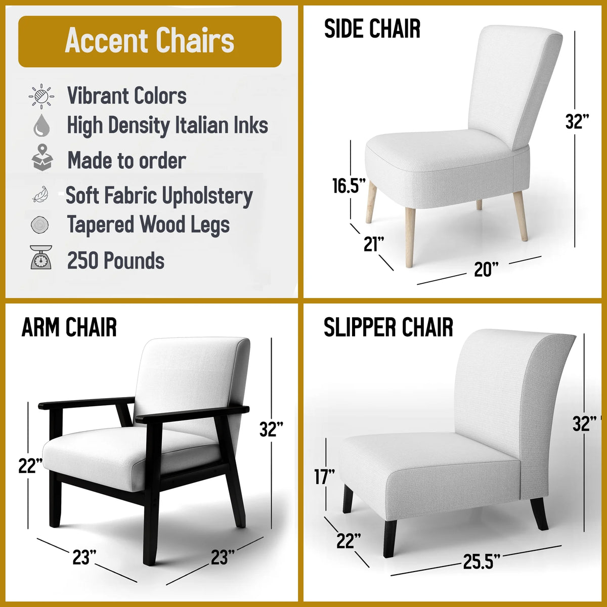 Upholstered Traditional Accent Chair and Arm Chair I1384