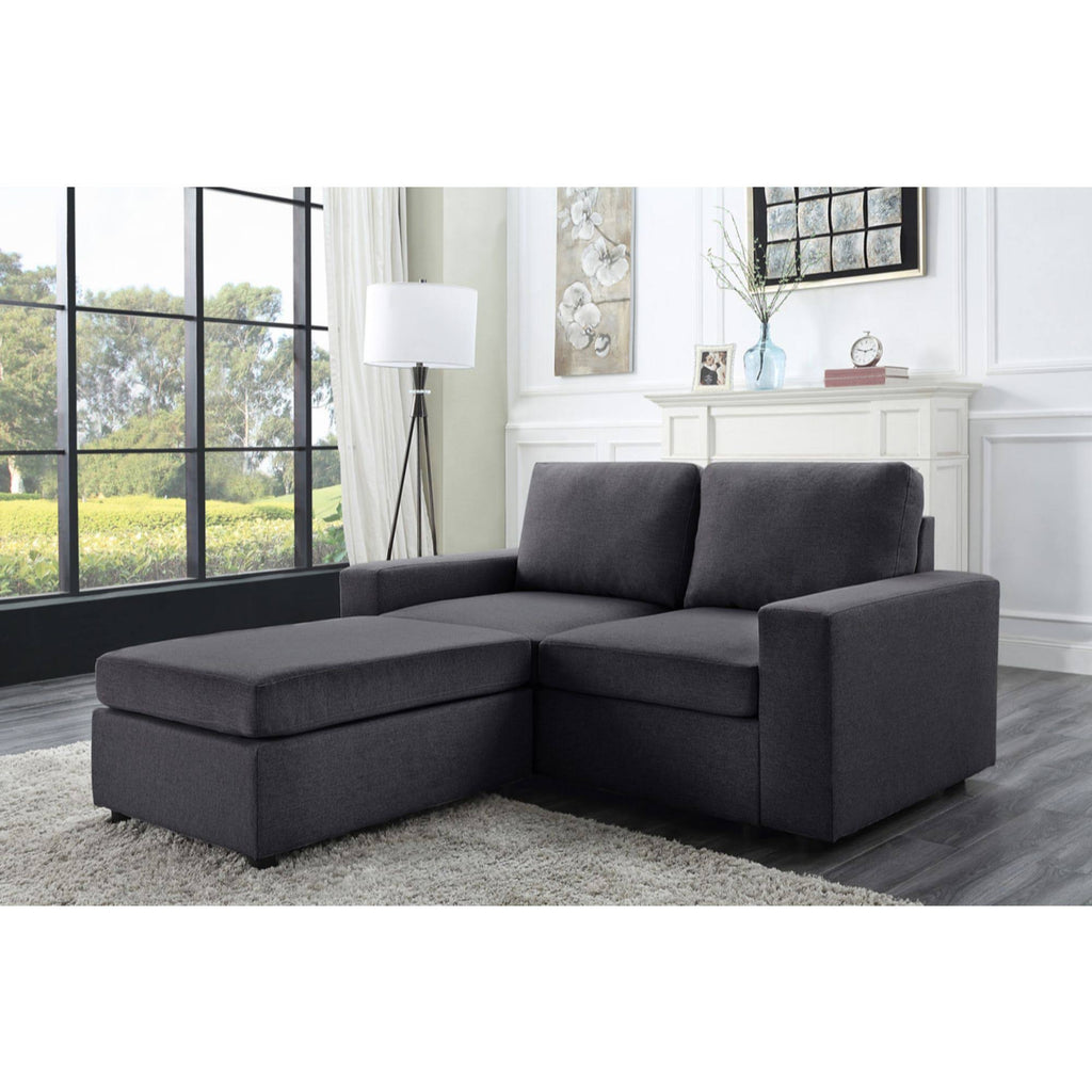 Dark Gray Linen Loveseat with Ottoman Y9738