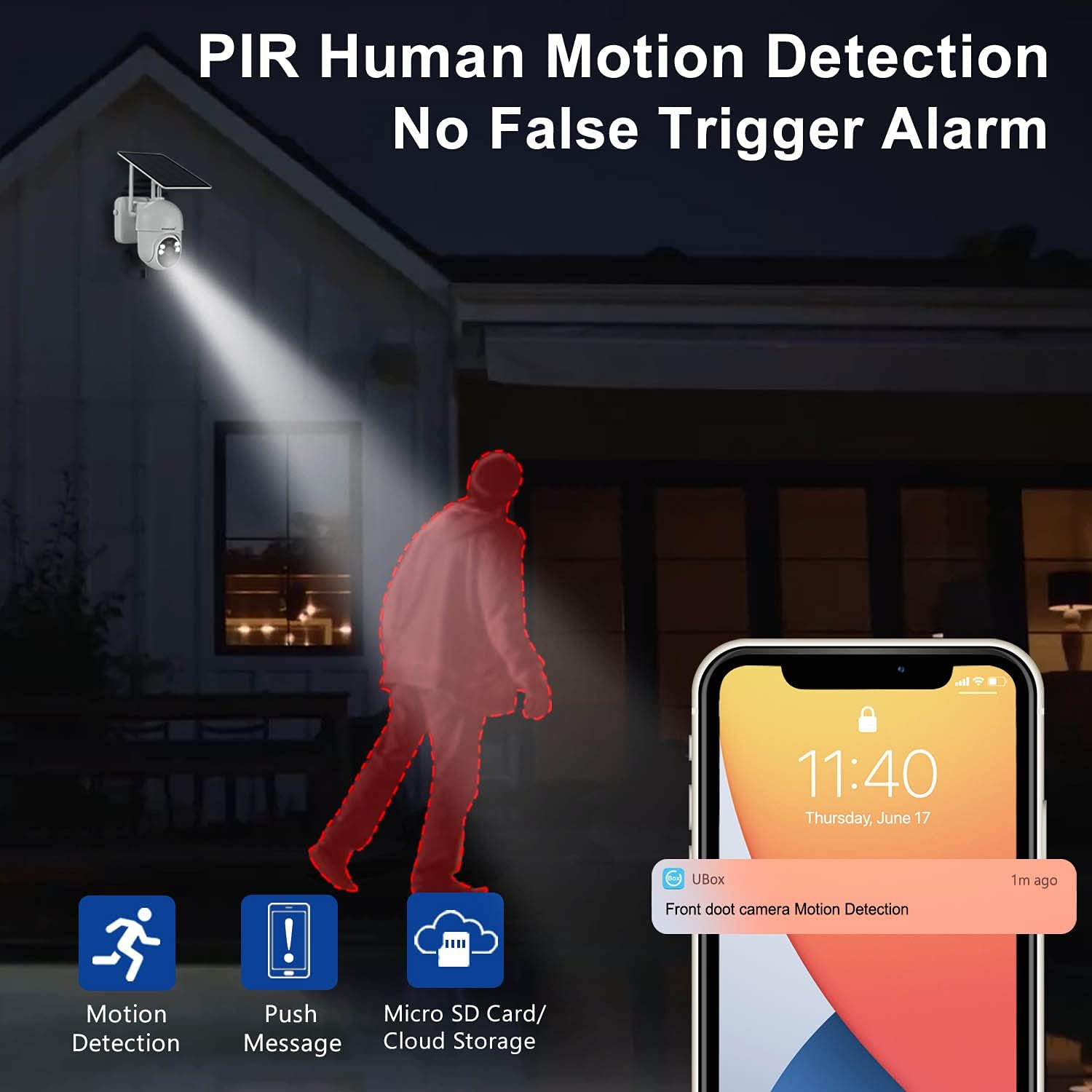 Wireless Solar Battery Powered Security Camera with Color Night Vision H92286