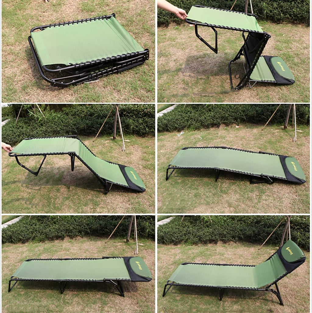 Adjustable Folding Camping Cots, Extra Wide Portable 74 x 24 x 12 inches, Green I466843