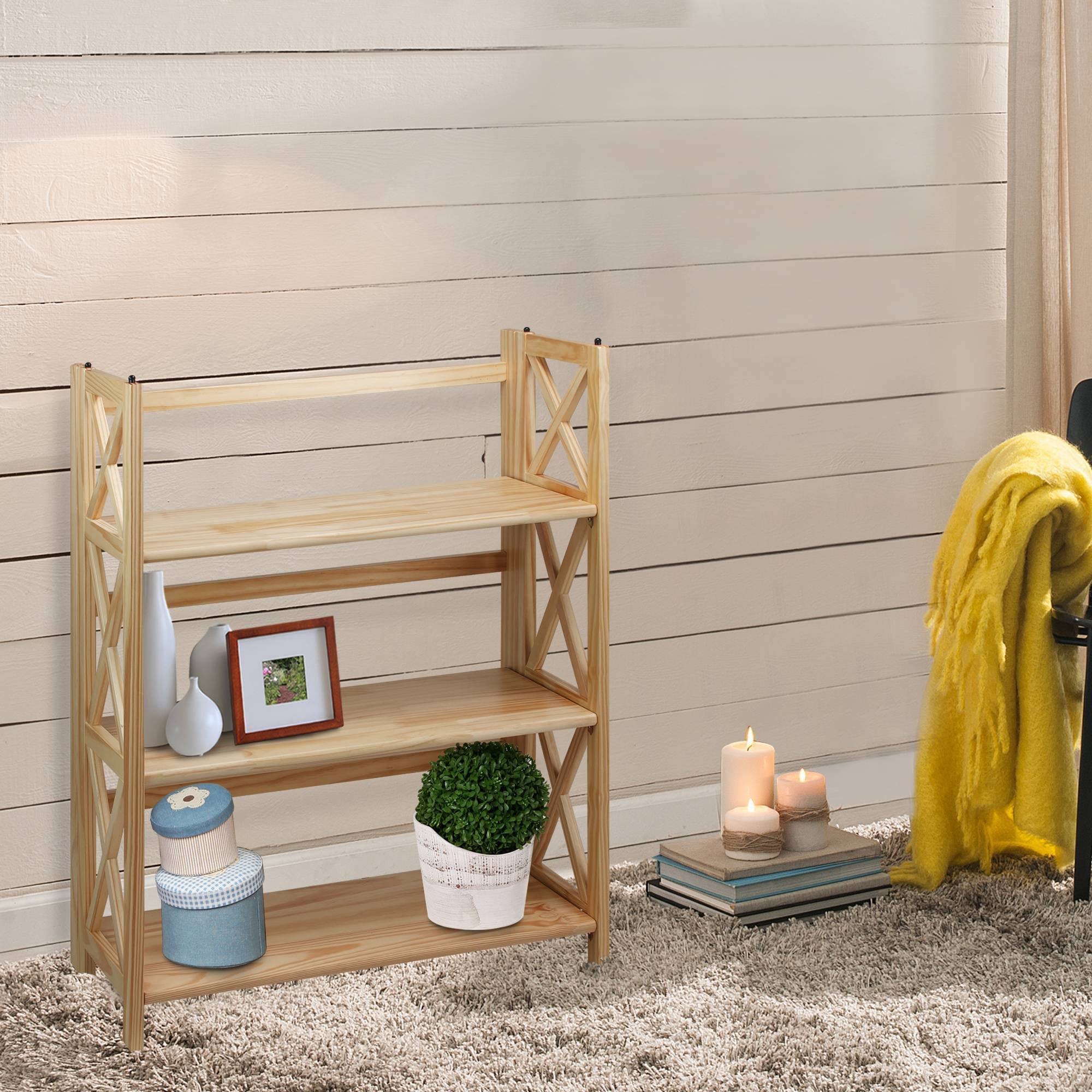 3 Shelf Folding Bookcase Natural Z478261