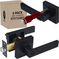 6 Pack Matte Black Square Door Handles M364