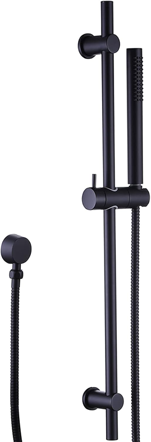 Matte Black Wall Mounted Shower Head with Slide Bar Handheld Shower Kit with Hose Adjustable Holder Set V77168
